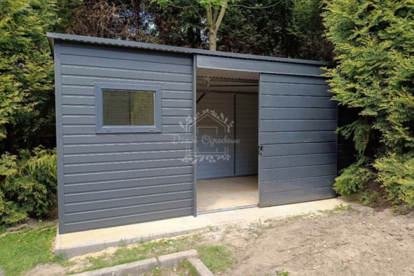Ogłoszenie - Schowek - domek ogrodowy 4x2m - drzwi przesuwne - okno - antracyt - dach spad w tył ID1085. Zdjęcie 1