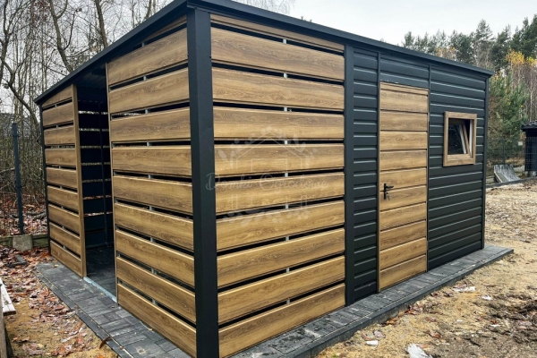 Ogłoszenie - Schowek - domek ogrodowy 2,3x3m - wiata 1,5m - drzwi - okno - antracyt - winchester - drewnopodobny - ID1127. Zdjęcie 2