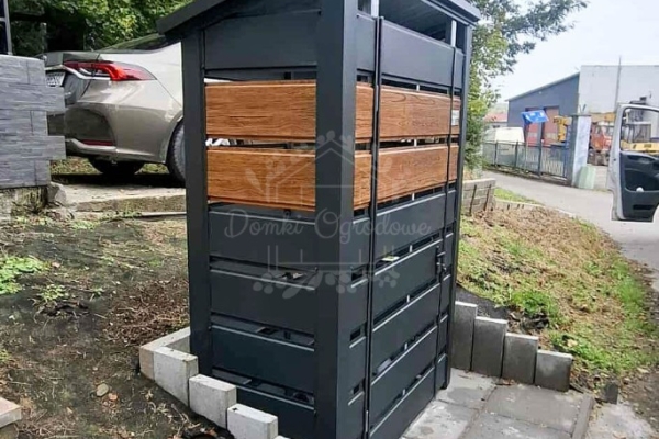 Ogłoszenie - Wiata śmietnikowa 1,5x0,5m - antracyt - jasny orzech - drewnopodobny  - dach dwuspadowy ID1140. Zdjęcie 4