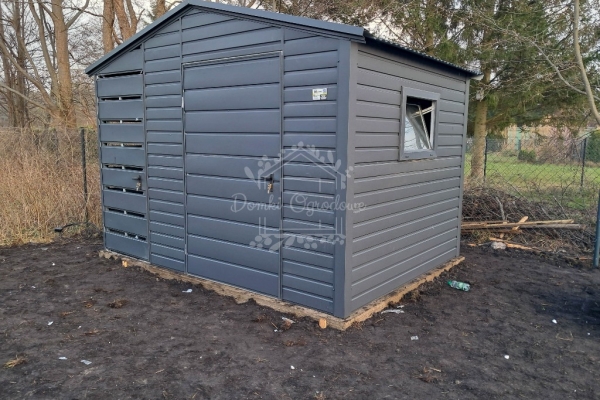 Ogłoszenie - Schowek - domek ogrodowy 2,2x2m + wiata 0,8m + drzwi w wiacie - drzwi - okno - antracyt - dach dwuspadowy ID991. Zdjęcie 4