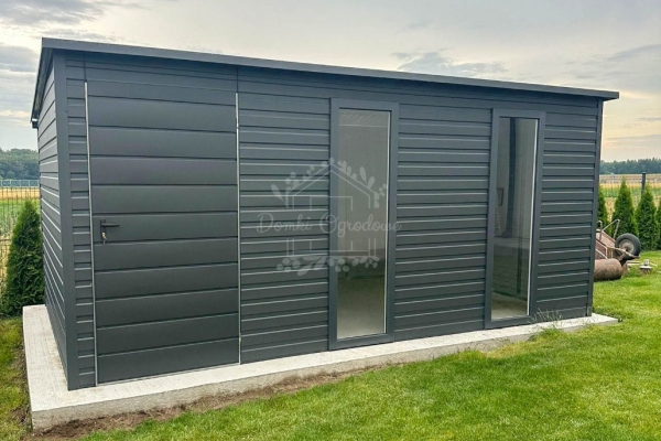 Ogłoszenie - Schowek - Domek 5x2m - drzwi - 2x okno - antracyt - spad w tył ID1045. Zdjęcie 3