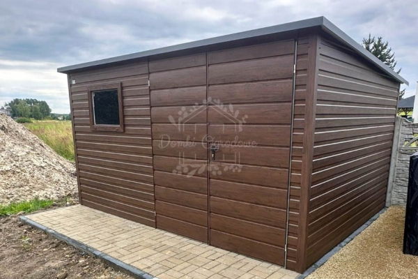 Ogłoszenie - Schowek - domek 4x2 - brama - okno - ciemny orzech - drewnopodobny - dach spad w tył ID1060. Zdjęcie 5