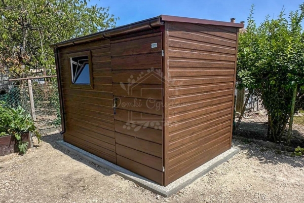 Ogłoszenie - Schowek - domek ogrodowy 3x2m - drzwi - okno - ciemny orzech - dach spad w przód - rynna ID1051. Zdjęcie 5