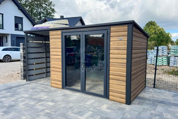 Ogłoszenie - Schowek - domek ogrodowy 3,5x2m - wiata 2m - drzwi PCV - winchester - drewnopodobny - dach spad w tył ID1104. Zdjęcie 3