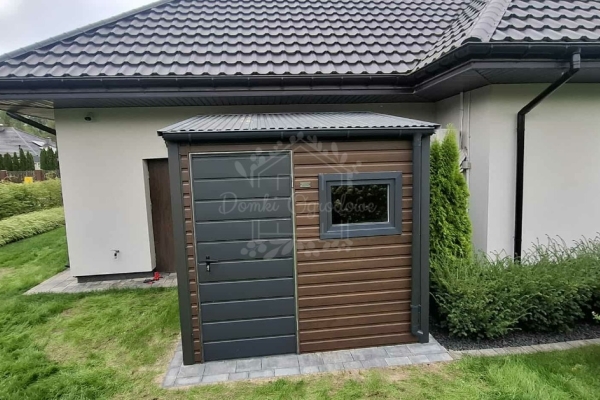Ogłoszenie - Schowek - domek ogrodowy 2,5x2,5m - drzwi - okno - ciemny orzech - antracyt - dach spad w przód - rynny ID1128. Zdjęcie 3