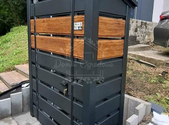 Ogłoszenie - Wiata śmietnikowa 1,5x0,5m - antracyt - jasny orzech - drewnopodobny  - dach dwuspadowy ID1140. Zdjęcie 2