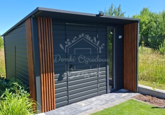 Ogłoszenie - Schowek - domek ogrodowy 3x3 - drzwi - okno - dekor z lameli - dach spad w tył ID1022. Zdjęcie 3