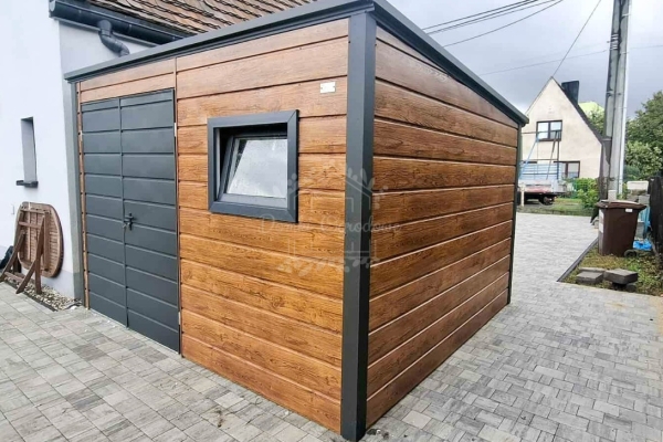 Ogłoszenie - Schowek - domek ogrodowy 3x3m - brama dwuskrzydłowa - okno - złoty dąb - drewnopodobny - antracyt - dach spad w tył - ry. Zdjęcie 3