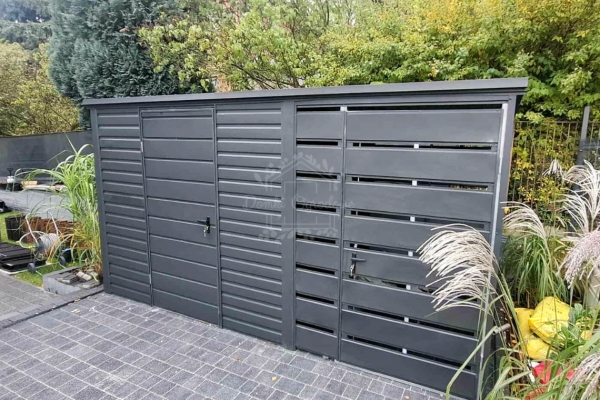 Ogłoszenie - Schowek - domek ogrodowy 3x2m - wiata 1,5m - drzwi - antracyt - dach spad do tyłu ID1130. Zdjęcie 2