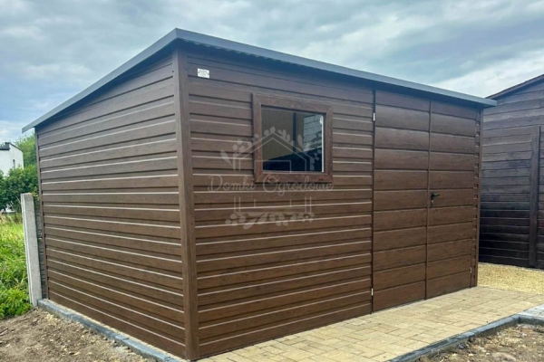 Ogłoszenie - Schowek - domek 4x2 - brama - okno - ciemny orzech - drewnopodobny - dach spad w tył ID1060. Zdjęcie 2