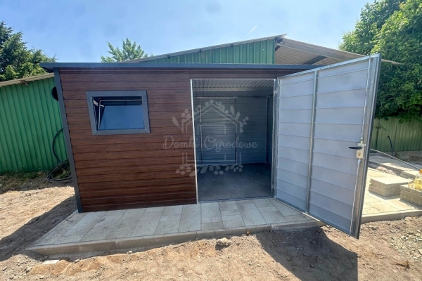 Ogłoszenie - Schowek - domek ogrodowy 3x2m - drzwi - okno - ciemny orzech - drewnopodobny - dach spad w tył ID1052. Zdjęcie 4