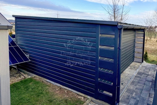 Ogłoszenie - Schowek - domek ogrodowy 3,5x4m + wiata 0,5m - brama dwuskrzydłowa - okno - antracyt - dach spad w tył - rynny ID1074. Zdjęcie 4
