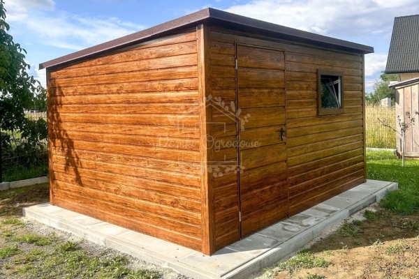 Ogłoszenie - Schowek - domek 4x2,5m - drzwi - okno - jasny orzech - drewnopodobny - dach dwuspadowy ID1072. Zdjęcie 4