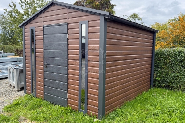 Ogłoszenie - Schowek - domek ogrodowy 3x3m - drzwi - 2x okno - ciemny orzech - drewnopodobny - rynny - dach dwuspadowy ID1105. Zdjęcie 5