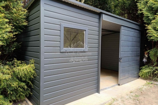 Ogłoszenie - Schowek - domek ogrodowy 4x2m - drzwi przesuwne - okno - antracyt - dach spad w tył ID1085. Zdjęcie 3