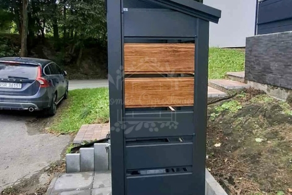 Ogłoszenie - Wiata śmietnikowa 1,5x0,5m - antracyt - jasny orzech - drewnopodobny  - dach dwuspadowy ID1140. Zdjęcie 3