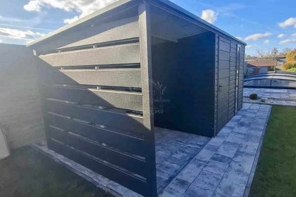 Ogłoszenie - Schowek - domek ogrodowy 3x3m - wiata 3m - drzwi - okno - antracyt - spad dachu do tyłu ID1133. Zdjęcie 3