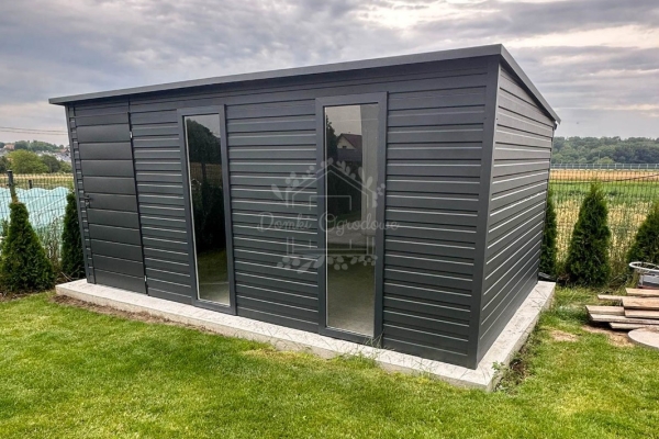 Ogłoszenie - Schowek - Domek 5x2m - drzwi - 2x okno - antracyt - spad w tył ID1045. Zdjęcie 5