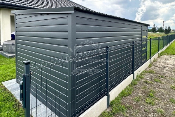 Ogłoszenie - Schowek - domek 3,5x2m - wiata 1m - Brama dwuskrzydłowa - okno - antracyt - dach spad w tył ID1071. Zdjęcie 4