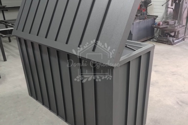 Ogłoszenie - Zabudowa koszy na śmieci wiata śmietnikowa obudowa kubłów 177x65x110 cm 3x120L antracyt + jasny orzech ID1150. Zdjęcie 4