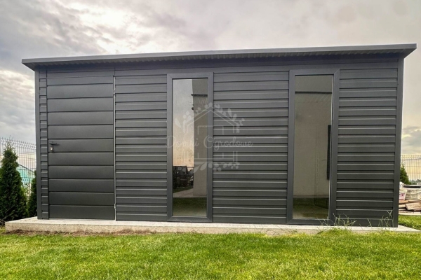 Ogłoszenie - Schowek - Domek 5x2m - drzwi - 2x okno - antracyt - spad w tył ID1045. Zdjęcie 4