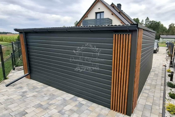 Ogłoszenie - Schowek - Domek ogrodowy 5x4m - brama dwuskrzydłowa - okno - jasny orzech -  antracyt - dach spad w tył - ID1137. Zdjęcie 6