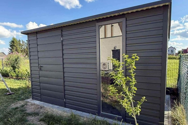 Ogłoszenie - Schowek - Domek 3,5x2m - drzwi - okno - antracyt - rynna - dach spad w tył ID1044. Zdjęcie 3