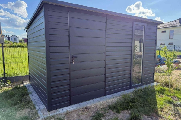 Ogłoszenie - Schowek - Domek 3,5x2m - drzwi - okno - antracyt - rynna - dach spad w tył ID1044. Zdjęcie 4