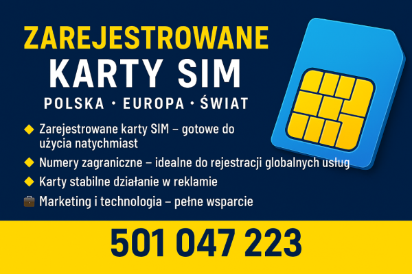 Ogłoszenie - Zarejestrowane karty SIM Gdynia + marketing internetowy – działamy w całej Polsce. Zdjęcie 1