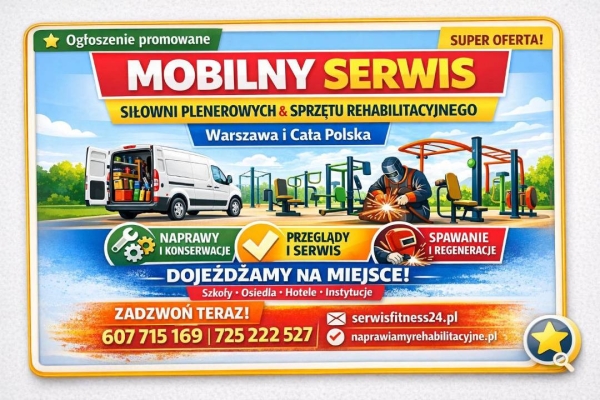 Ogłoszenie - Mobilny Serwis Siłowni Plenerowych i Sprzętu Rehabilitacyjnego. Zdjęcie 1