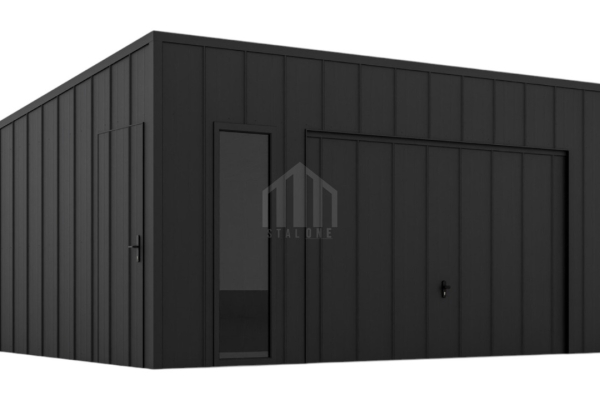 Ogłoszenie - Garaż blaszany 6x6 - brama uchylna - okno - drzwi - blacha na rąbek - dach spad w tył  SO166. Zdjęcie 1