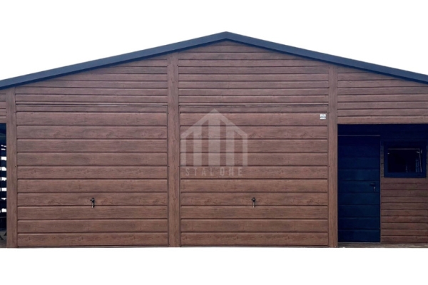 Ogłoszenie - Garaż blaszany 8x6 - 2x wiata - wnęka - brama uchylna - drzwi - 2x okno - drewnopodowny - dach dwuspadowy - rynny SO170. Zdjęcie 1