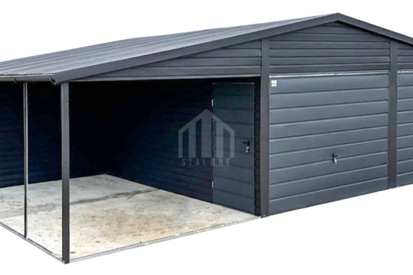 Ogłoszenie - Garaż blaszany 6x6m - wiata 3x5m ze schowkiem 1x3m - 2x brama uchylna - 2x drzwi - okno - dach dwuspadowy - rynny SO171. Zdjęcie 1