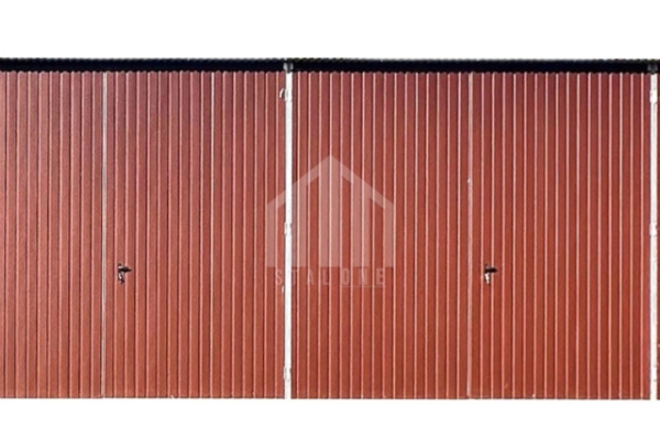 Ogłoszenie - Hala - Garaż blaszany 12x5m - 3x brama dwuskrzydłowa - drzwi - okno - jasny brąz - dach spad w tył - rynna  SO172. Zdjęcie 1