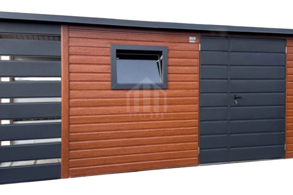 Ogłoszenie - Schowek - domek ogrodowy 3x2 m + wiata 1x2 m - drzwi - okno - drewnopodobny - dach spad w tył  SO178. Zdjęcie 1