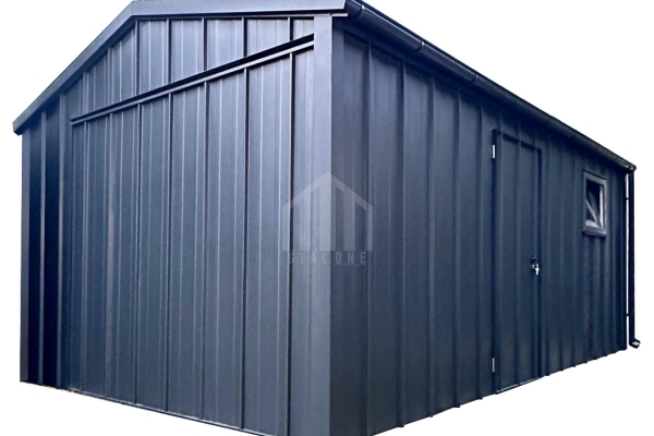 Ogłoszenie - Garaż blaszany 4x6 - brama uchylna - okno - drzwi - antracyt - blacha na rąbek - dach dwuspadowy - rynny SO182. Zdjęcie 1