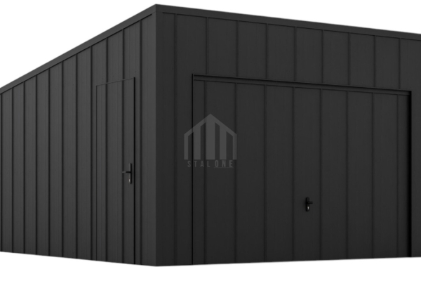 Ogłoszenie - Garaż blaszany 3,5x5m - brama uchylna - drzwi - blacha Na Rąbek - dach spad w tył  SO163. Zdjęcie 1