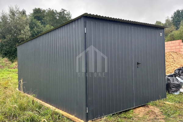 Ogłoszenie - Garaż blaszany 3x5m - brama dwuskrzydłowa - antracyt - dach spad w tył  SO168. Zdjęcie 5