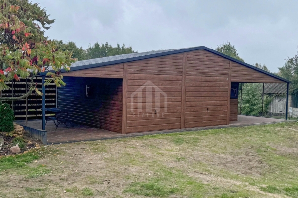 Ogłoszenie - Garaż blaszany 8x6 - 2x wiata - wnęka - brama uchylna - drzwi - 2x okno - drewnopodowny - dach dwuspadowy - rynny SO170. Zdjęcie 5