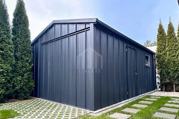 Ogłoszenie - Garaż blaszany 4x6 - brama uchylna - okno - drzwi - antracyt - blacha na rąbek - dach dwuspadowy - rynny SO182. Zdjęcie 2