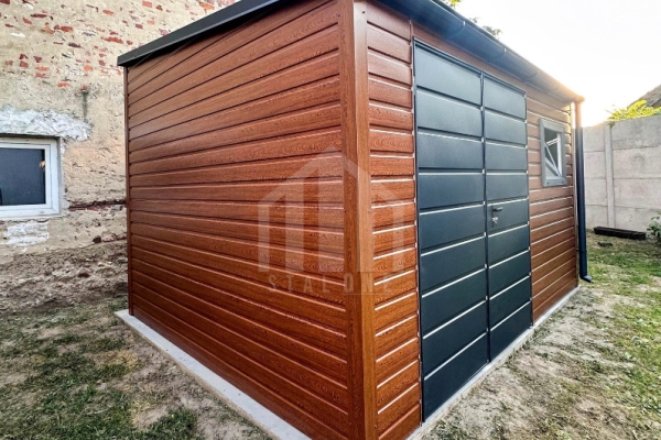 Ogłoszenie - Schowek - domek ogrodowy 4x2m - brama dwuskrzydłowa - okno - złoty dąb - drewnopodobny - rynna - dach spad w przód SO159. Zdjęcie 3