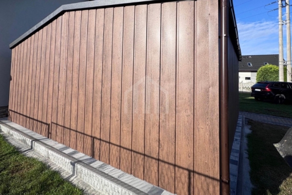 Ogłoszenie - Garaż blaszany 6x6m - 2x brama uchylna - ciemny orzech - drewnopodobny - rynny - dach dwuspadowy SO169. Zdjęcie 5