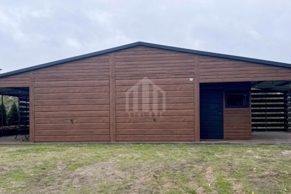 Ogłoszenie - Garaż blaszany 8x6 - 2x wiata - wnęka - brama uchylna - drzwi - 2x okno - drewnopodowny - dach dwuspadowy - rynny SO170. Zdjęcie 2