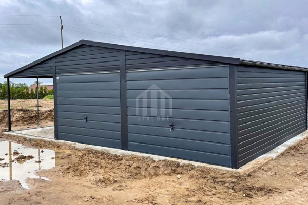 Ogłoszenie - Garaż blaszany 6x6m - wiata 3x5m ze schowkiem 1x3m - 2x brama uchylna - 2x drzwi - okno - dach dwuspadowy - rynny SO171. Zdjęcie 5