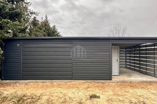 Ogłoszenie - Garaż blaszany 6x6 + wiata 3x6m - brama uchylna - drzwi - antracyt - dach spad w tył  SO186. Zdjęcie 4