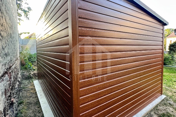 Ogłoszenie - Schowek - domek ogrodowy 4x2m - brama dwuskrzydłowa - okno - złoty dąb - drewnopodobny - rynna - dach spad w przód SO159. Zdjęcie 2