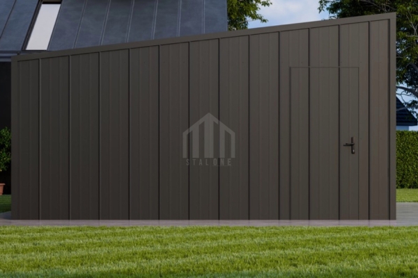 Ogłoszenie - Garaż blaszany 3,5x5m - brama uchylna - drzwi - blacha Na Rąbek - dach spad w tył  SO163. Zdjęcie 3