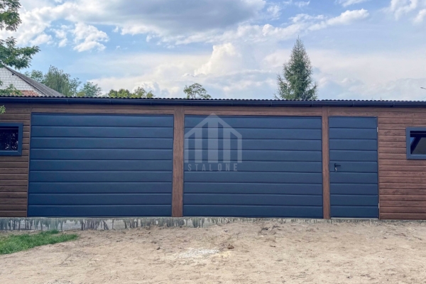 Ogłoszenie - Garaż blaszany 10x3m - 2x brama - drzwi - 2x okno - ciemny orzech - drewnopodobny - rynna - dach spad w przód SO157. Zdjęcie 3