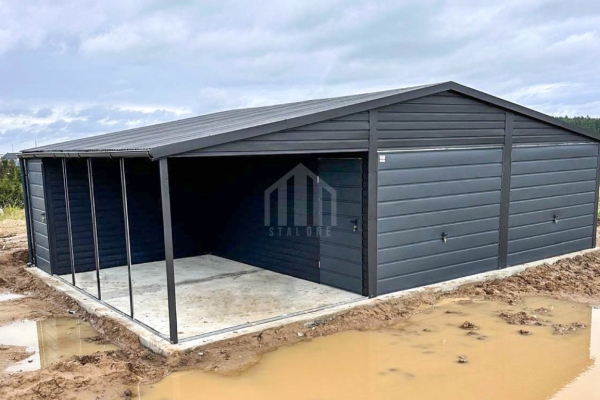 Ogłoszenie - Garaż blaszany 6x6m - wiata 3x5m ze schowkiem 1x3m - 2x brama uchylna - 2x drzwi - okno - dach dwuspadowy - rynny SO171. Zdjęcie 4