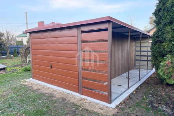 Ogłoszenie - Garaż blaszany 3x5 - wiata 1x5m - brama uchylna - winchester - złoty dąb - drewnopodobny - dach spad w tył SO173. Zdjęcie 4